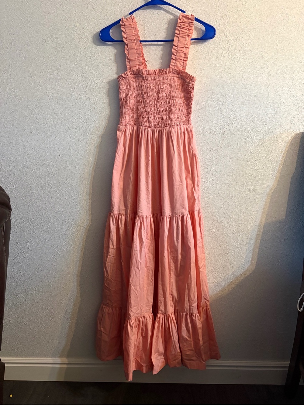 Abercrombie & Fitch Coral Pink Smocked Maxi Dress